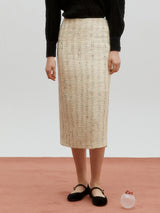 Tweed back slit skirt - Mint (6682467008630)