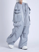 Satin Multi Pocket Pants, Silver