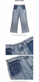 セミブーツカット ワイド ピンタック デニムパンツ /  CHARMS SEMI BOOTCUT  WIDE PINTUCK DENIM PANT BL