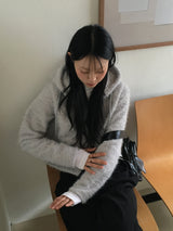 アンコモヘアアンゴラツーウェイフード付きジップアップ