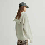 WHATTHE Big Logo Knit Hoodie Cream (6643565789302)