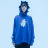 バニーラッフルフーディー/0 7 bunny ruffle hood - BLUE