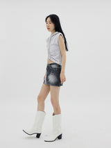 シャーリングスリーブレスフード / Shirring sleeveless hood (2color)