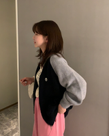 [YELLOMOIl] baseball zip up - knit