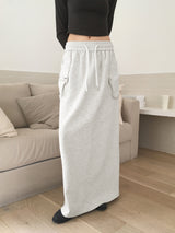 Minto zipper pocket cargo training back-open banding long skirt
