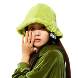 1 0 Jelly Bear Fur Bucket Hat - LIME GREEN (6626837004406)