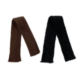 Crop stripe muffler knit set