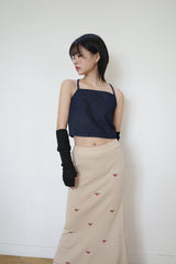 チェリー刺繍入りロングスカート / Cherry Embroidered Long Sk (2 colors)