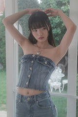 DENIM OFF SHOULDER TOP (BLUE)