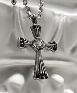 [BLESSEDBULLET] BEAMS cross II chain necklace_dark silver/antique silver (6567980466294)