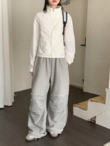 [MADE] Shanti Windbreaker Shirring Wrinkle Long Sleeve Zip-Up