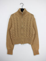 ケーブル ハイネック ニット ジップアップ / Cable high neck knit zip-up (3color)