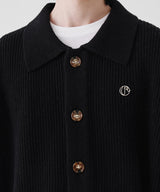RELAXED KNIT  COLLAR CARDIGON (BLACK)