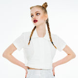 バックオープンリボンストラップシャツ / Back Open Ribbon Strap Shirt [White]