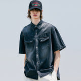 ウォッシュドデニムウェスタンシャツ / WASHED DENIM WESTERN SHIRT BLACK