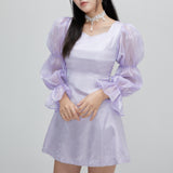 puff sleeve dress lavender