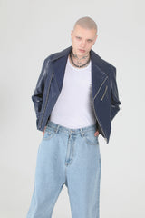 ミッドナイトブルーラムスキンライダージャケット/Midnight Blue Lamb Skin Rider Jacket