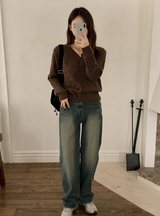 Deep Washing Wide Denim Pants (2color)