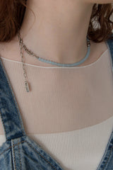 ブルーソーダジェムストーンサージカルネックレス/Blue soda gemstone surgical necklace