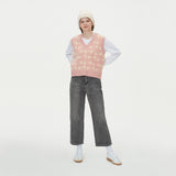 FLOWER JAQUARD KNIT VEST_PINK (6610820366454)