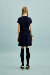 スモールチェリーフレアーピケドレス／SMALL CHERRY FLARED PIQUE DRESS [NAVY]