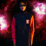 [UNISEX] Colour-Block Shirt (Navy) (6656001179766)