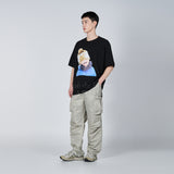 BABY FACE YELLOW BEANIE BOY SHORT SLEEVE T-SHIRT BLACK 