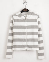 Halin striped two-way slim hoodie long-sleeved zip-up