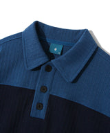 ニットラグビースウェットシャツ/Knit Rugby Sweatshirt T76 blue&navy