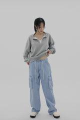 デニムカーゴワイドパンツ/Denim Cargo Wide Pants (2color)