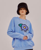 SETSETSET BIG FLOWER SWEAT SHIRT ASHBLUE (6652490809462)