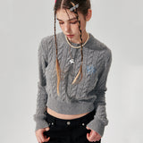 Logo Crop cable knit [3 Color]