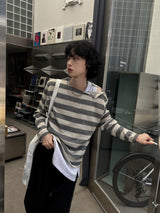 ショルダースナップストライプシースルー長袖 (2 color)