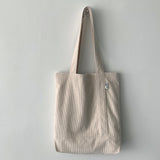 Corduroy simple line bag - ivory