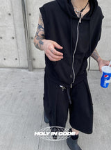 No.9585 C hood sleeveless ZIP-UP (3color)