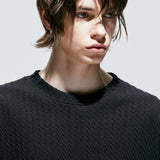 ジャカードニットTシャツ / jacquard knit t-shirt black
