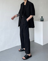 マンスリネンツータックベルトスラックス / Month )  linen two-tuck belt slacks (3 colors)
