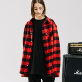 オーバーフィットフランネルシャツ/OVERFIT FLANNEL SHIRTS-RED+BLACK