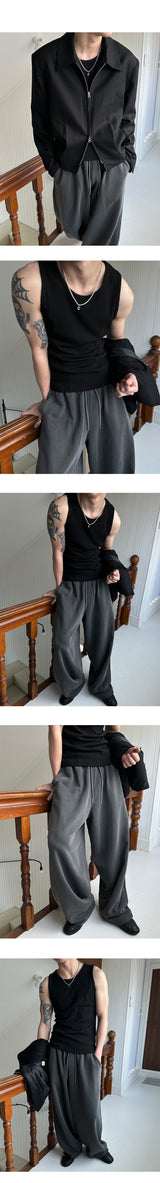[MUSCLE FIT] Double cutting sleeveless(3color)