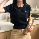 モアツイストラウンド半袖ニット