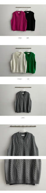 エッチツイストVニットベスト / Etch Twisted V-knit vest