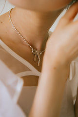 [MADE] Ribbon bold necklace (silver)