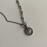 シンプルスマイルユニークコイントグルバーチェーンネックレス / si Simple Smile Unique Coin Toggle Bar Chain Necklace