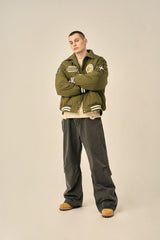 WIDE RIVET POINT JEANS - GRAY