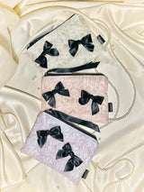 Glossy Organza Ribbon Zip-pouch (M)