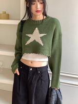 リムグリーンスタークロップニット