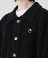 RELAXED KNIT  COLLAR CARDIGON (BLACK)