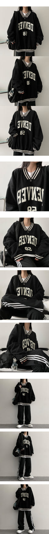 Deover Boxy Color Fleece Neck Sweatshirt
