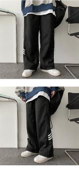 [Fleece][Jogger, Wide] Cellu-Two-Way Point Line Banding Sweat Pants