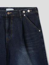 Well Button denim half pants 2color